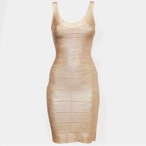 Herve Leger Gold Foil Dress